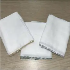 Kit c/ 3 Fraldas de Ombro Com Acabamento de Bico de Picueta em 3 Cores Diferente Menino Menina BebêFraldinha 100%Algodão