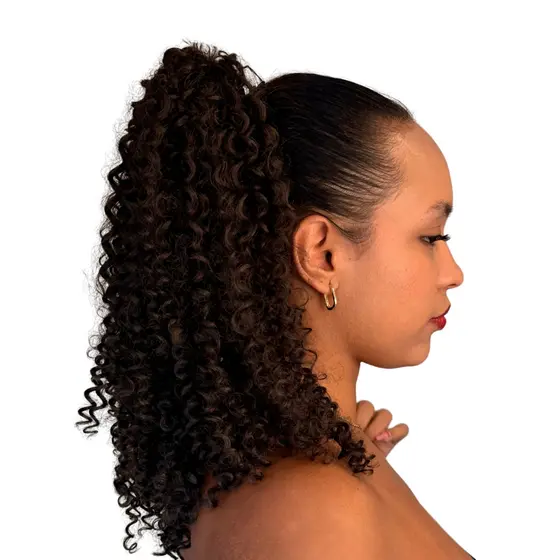 Bio Hair Rabo de Cavalo 55cm Cachos Reais - Aspecto Humano e Fácil de Aplicar