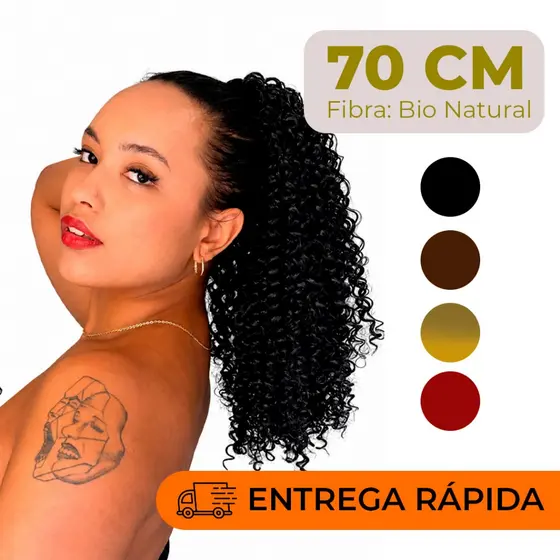 Rabo de Cavalo Cacheado 70cm Fácil de Usar UrHair Venus Bio Natural 120g