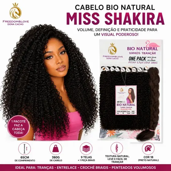 Entrelace Miss Shakira Freedom & Love 65cm Cacheado Bio Fibra 380g com Jumbo