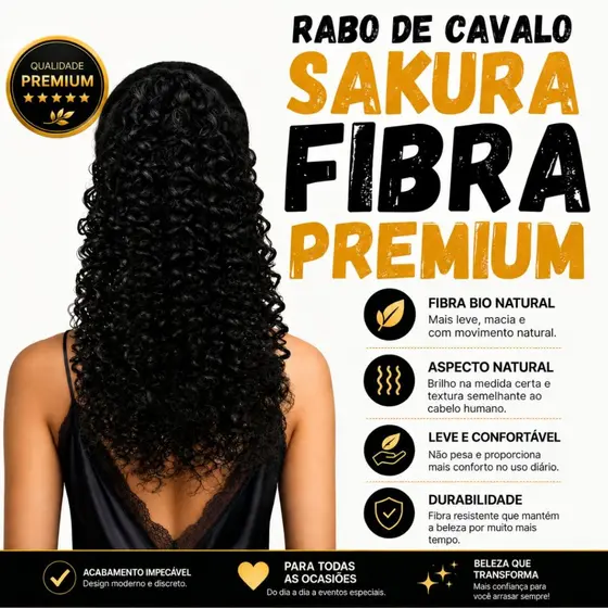 Rabo de Cavalo Cacheado 60cm Bio Fibra SAKURA Hair Aspecto Natural Freedom & Love