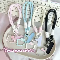 Adorável cordão de pendente para celular KT,pendente universal para evitar perda e quedas