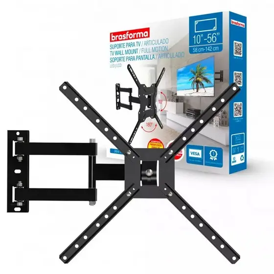 Suporte Articulado Tv Parede BRA 4.0 Monitor Lcd Led Oled Qled Plasma 10 32 40 50 55 60 Polegadas