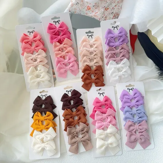 Kit 6 PRENDEDORES LAÇOS Clipes de Cabelo para Meninas Headwear Acessórios Feitos à Mão