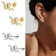 Brinco de Cobra Versátil - Aço Inox - Perfeito para Orelha, Nariz e Lábio - Dourado/Prateado