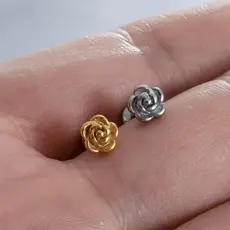 Brinco de Rosa Aço Cirúrgico - Perfeito para Hélix, Tragus, Concha e Cartilagem