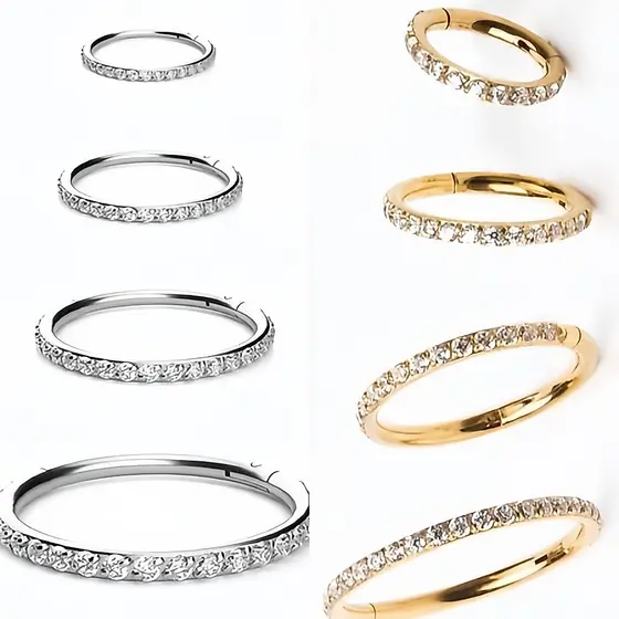 Piercing Argola Clik Titânio PVD Zircônia Cravejada | Setembro , Rook , Conch , Nariz