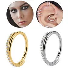 Brinco de Argola com Zircônia para Piercing - Aço Hipoaлерgênico - 2 Cores