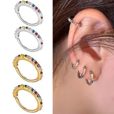 Piercing Nariz Argola Simples, Aço Inoxidável com Zircônias, Antialérgico