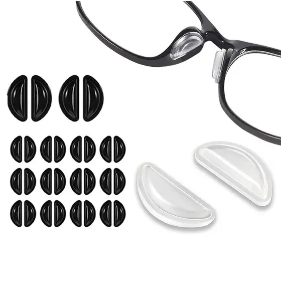 Kit 5/10/15/20 Pares De Almofadas De Nariz Adesivas De Silicone Para Óculos , Antiderrapantes , Confortáveis , Super Mac
