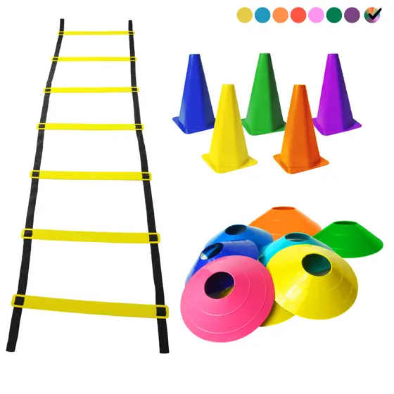 Kit Funcional Agilidade 5 Chapéus + 5 Cones E Escada