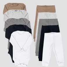 Kit Conjunto Bebê 10 peças Canelado Body Manga Longa e Calça Pagão Super Macio 03K5C2