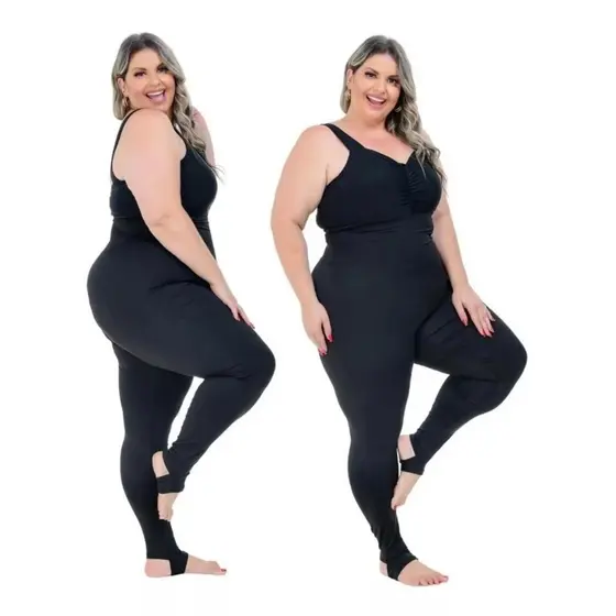 Calça Modeladora Plus Size Grossa Cintura Super Alta Com Pezinho Em Suplex Fitness