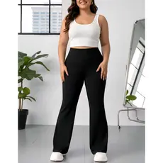 Calça Pantalona Flare Plus Size Cintura Alta Boca de Sino G1 G2 G3 Bailarina Leg