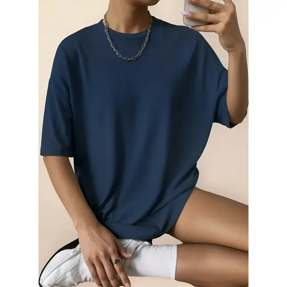 T-shirt Oversized Feminina Algodão Macio Look Despojado Tumblr Camiseta Lisa Blusa Soltinha