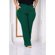Calça Alfaiataria Feminina Plus Size Cintura Alta Social Elegante Com Bolso G1 G2 G3 G4
