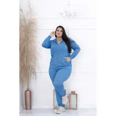 Conjunto Plus Size Frio Lanzinha Com Capuz Bolsos Calça Feminino G1 G2 G3 G4