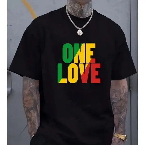 Camiseta Streetwear Masculina One Love Bob Marley 100% Algodão Musica Regga Camisa 100% Algodão Premium