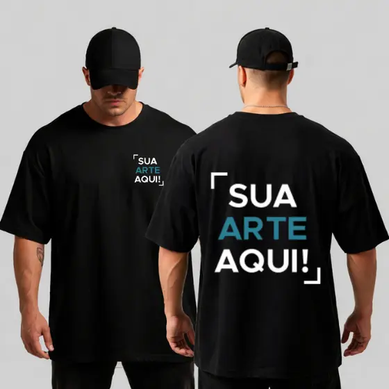 Camiseta Personalizada Oversized Evento Unissex Algodão Para Logo Frase Ou Arte Imagem Uniforme