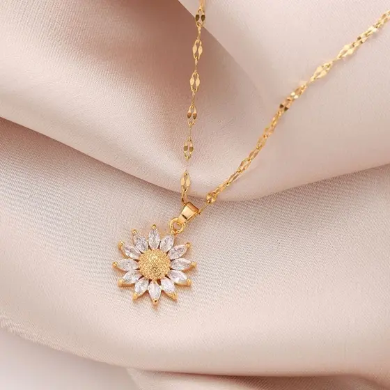 Colares Colares de Ouro 18K Jóias Femininas Colares Girassol Moda e Requintados Colares Jóias Requintadas