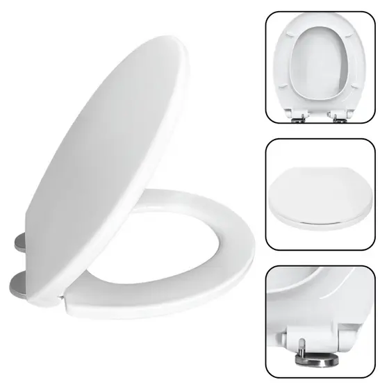 TAMPA PRIVADA OVAL UNIVERSAL DE POLIPROPILENO COM FECHAMENTO SUAVE AMORTECIMENTO SOFT CLOSE BANHEIRO SOFISTICADO