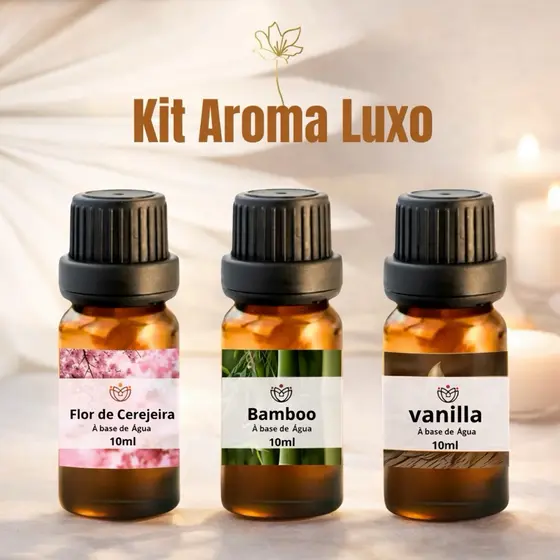 Kit Aroma de luxo 3 Essências  Para Umidificador e difusor de ambiente 10ml a Base de Água