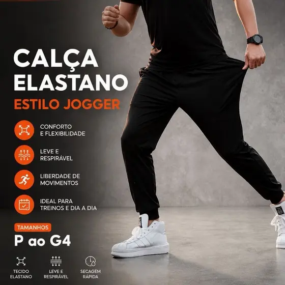 Calça Estilo Jogger Original Chief Clothing Bolsos Laterais Elastano/Tactel Casual Treino