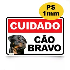 Placa de Aviso CUIDADO CÃO BRAVO 20x30 cm - PS Durável