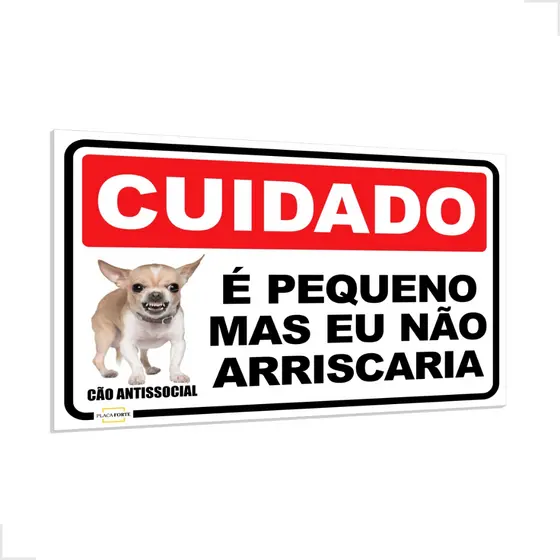 Placa Divertida "CUIDADO: Cão Antissocial" - 30x20 cm - Humor e Alerta