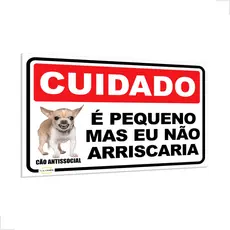 Placa Divertida "CUIDADO: Cão Antissocial" - 30x20 cm - Humor e Alerta