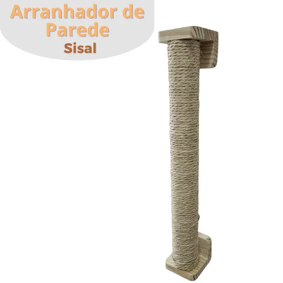 Arranhador de Parede para Gatos Poste Vertical em Sisal para Afiar Unhas e Proteger Móveis