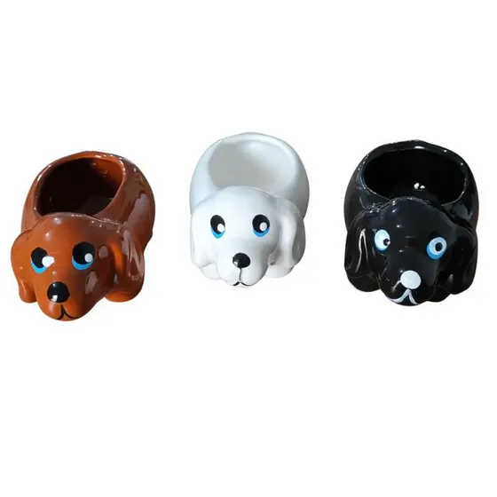 Vaso Cachepot Cachorrinho Salsicha Cerâmica Decorativo Marrom