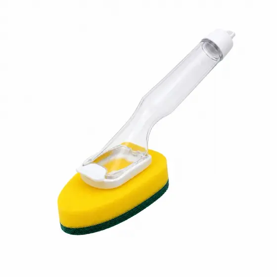Esponja com Cabo Dispenser de Detergente Bucha Lava Louça Multiuso Recarregável para Cozinha e Pia