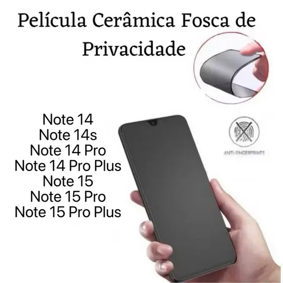 Película Cerâmica Fosca Privacidade para Redmi Note 14 14s 15 pro plus