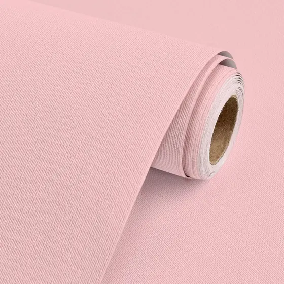 Papel de Parede Adesivo Rosa Claro com Textura PVC 45cm x 5m Impermeável Autocolante