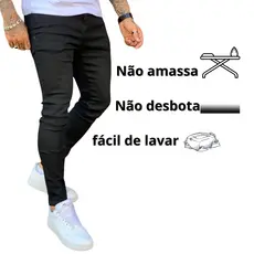 Calça jeans preta masculina skinny linha premium envio promoção NF