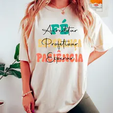 Camisas Camiseta Básica Unissex 100% Algodão Cristã Evangelica Fé Esperança Paciência Premium Promoção