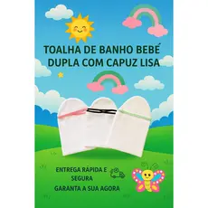 Toalha de banho bebê dupla face com capuz forrada com fralda - LISA