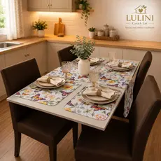 Jogo Americano + Caminho Mesa com 5 Peças Tecido Oxford Casa Decoração Sala Jantar Cozinha