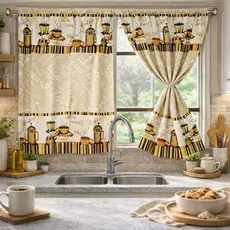 Cortina Vitro Cozinha Varias Estampas Tecido Oxford Lavável Casa Decoração Elegante Janela