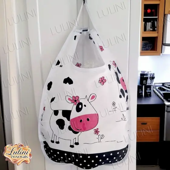 Organizador Guarda Sacolas Estampado Decoração para Cozinha Lavandeira Casa Residencial Prático