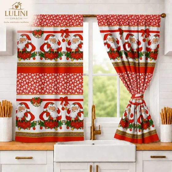 Cortina Cozinha Vitro Estampada Conjunto Casa Decoração Residencial Janela Lavável