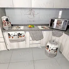 Kit Cozinha Completo 10 Peças Tecido Estampado Lavável Alta Qualidade Decorativo Moderno Elegante