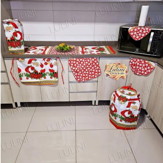Decoração de Cozinha Natalino Kit Casa Temático Utensilios Gourmet Presente Natal Toalha de Mesa