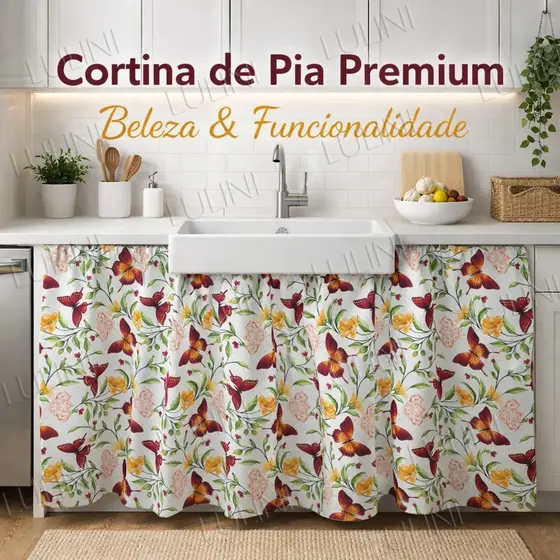 Cortina De Pia Dois Tamanhos de Largura (1,40 e 2m) Estampada Casa Decoração -LANÇAMENTO