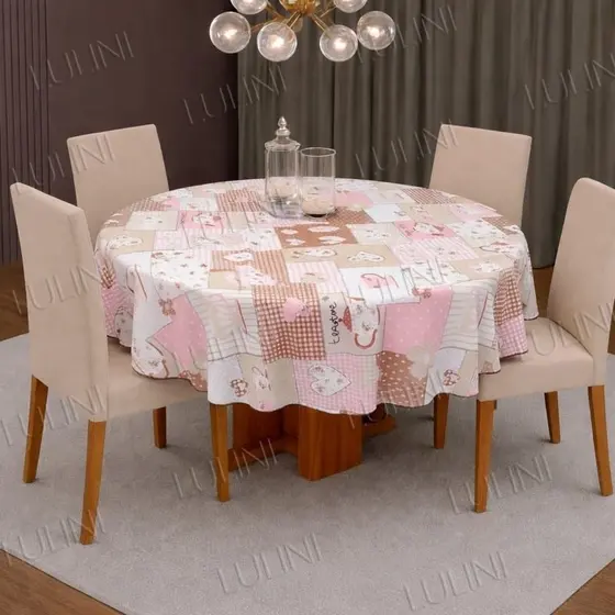 Toalha De Mesa Redonda 140x140Cm Poliéster Moderna Sofisticada DECORAÇÃO
