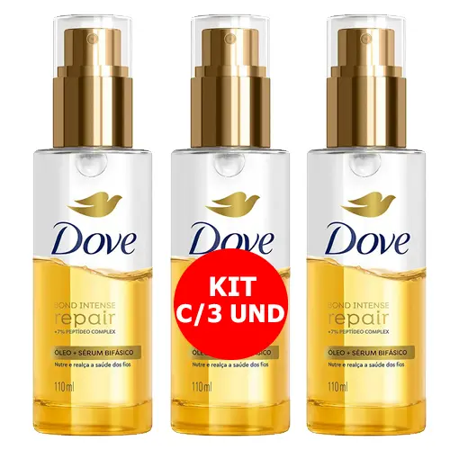 Kit 3 Óleo e Sérum Bifásico Dove Bond Intense Repair Spray 110ml Cada
