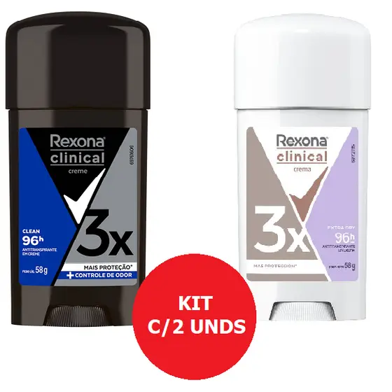 KIT C/02 DESODORANTE REXONA CLINICAL (1 EXTRA DRY - 1 CLEAN MEN)