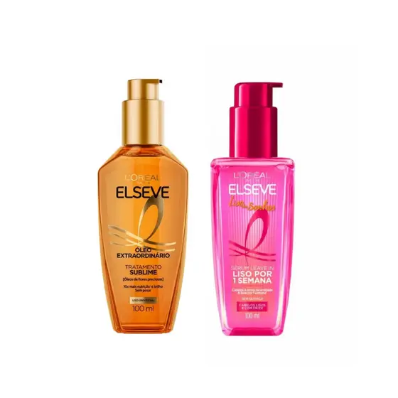 Kit Elseve Óleo Extraordinário Tratamento Reconstrutor 100ml + Sérum Leave-In Liso dos Sonhos 100ml