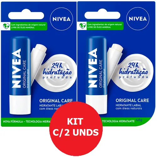 KIT C/02 HIDRATANTE LABIAL NIVEA ORIGINAL CARE 4,8G